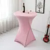 Capa de Mesa Alta Cor Sólida Transfronteiriça Toalha de Mesa para Banquete de Bar Capa de Mesa Redonda para Coquetel Toalha de Mesa Branca Elástica Resistente ao Desgaste