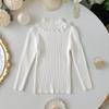 Camiseta Básica de Moda para Mujer 2025 Otoño e Invierno Nuevo Estilo Niños Medianos y Grandes Cuello Redondo Punto Jersey Básico