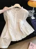 Camisa a Rayas con Cuello de Encaje Estilo Palacio para Mujer, Nueva Colección Primavera y Otoño 2026 Estilo Francés, Camisa Juvenil y Elegante de Manga Larga A10793