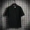 Atacado do Fabricante Camiseta de Manga Curta Imitação de Linho Masculina Verão Nova Marca Tendência Solta Algodão e Linho Imitação Camiseta de Manga Meia Cor Pura