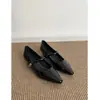 Elegantes Zapatos Negros para Mujer 2026 Primavera/Verano Nuevos Estilo Francés Retro Punta Fina Tacón Grueso Correa Única Mary Jane