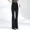 Pantalones Acampanados de Cintura Alta para Mujer, Nuevo Estilo de Verano con Diseño de Pedrería, Adelgazantes y que Alargan la Figura, Caída Suelta y Elásticos, Pantalones Acampanados Ajustados