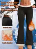 Pantalones de Pana con Forro de Terciopelo para Mujer Otoño e Invierno Cintura Alta Control de Abdomen Adelgazantes Micro Flare Pantalón de Campana Cálidos Levanta Glúteos