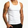 Camiseta sin mangas de algodón puro para hombre para exportación, transpirable y absorbente del sudor, camiseta deportiva sin mangas para fitness, camiseta interior deportiva para hombre europea y americana