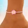 Tobillera de Cuentas de Arroz, Cerámica Suave y Flor de Plumeria Estilo Bohemio Transfronterizo Europeo y Americano para Viajes a la Playa, Versátil y a la Moda, Adornos para el Pie