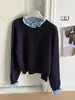 Outono e Inverno Moda Ruffle Renda Outono 2025 Novo Design Tricô Cardigan Suéter de Manga Longa Jaqueta Top