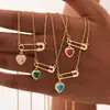 Collar con Broche de Corazón Transfronterizo Europeo y Americano para Mujer, Cadena para Clavícula Personalizada de Acero de Titanio de Lujo Ligero, Collar de Gama Alta de Nicho Estilo Ins