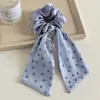 Elástico de Cabelo de Cetim com Bolinhas e Laço Estilo Coreano com Toque de Luxo, Corda Versátil para Rabo de Cavalo e Acessório de Cabelo Estiloso