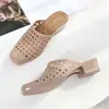 Chanclas de Playa para Mujer Ropa Exterior Baotou para Mujer Verano Tacón Medio Modernas que Aumentan la Altura Sandalias Antideslizantes Gruesas para Mujer Estilo Coreano para Exteriores