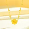 Collar con Colgante de Concha de Agua Oro 3D Oro Puro 999 Flor de Rosa Cadena para Clavícula Princesa Fugitiva Regalo para Transmisión en Vivo Artículo Popular