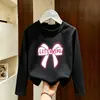 Camiseta Base Versátil Casual Soltinha Estilo Coreano para Meninas Primavera e Outono Camiseta de Algodão Puro com Estampa de Desenho Infantil Tendência