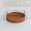 Cesta de Almacenamiento Tejida de Mimbre Sintético Organizador de Artículos Varios de Escritorio Bandeja para Snacks Cesta de Almacenamiento Bandeja de Almacenamiento para Frutas Pasteles Pan