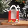 Navidad 1 pieza portátil ventana de papel vaso para pastel caja de embalaje para muffins caja para huevos caja para postres para hornear