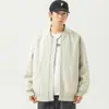 Recomendación de bloggerChaqueta de vuelo estilo americano para hombre, marca de moda, chaqueta tipo béisbol holgada, abrigo con cuello mao, chaqueta casual de otoño