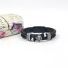 Pulsera vintage de cuero tejido para hombre con diseño de calavera negra, accesorio de muñeca punk hip-hop europeo y americano, accesorio personalizado de nicho