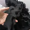 Renda Franzida Elástica de Chiffon Macio Dupla Camada Preto e Branco de 8cm de Largura para Cortinas, Roupas