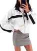 Chaqueta corta de color caqui con cuello alto, nuevo diseño de otoño, con colores contrastantes, corte holgado, un look sofisticado y elegante, y versátil para varios atuendos
