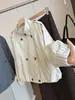 Gabardina Chaqueta de Doble Botón con Cuello Alto Estilo Coreano para Mujer, Nueva Llegada de Otoño, Holgada, Versátil, Adelgazante, Casual, Chaqueta Superior con Temperamento