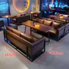 Conjunto de Sofá e Cadeira de Bar Estilo Industrial com Textura de Madeira de Nogueira, Adequado para Mesas de Reunião, Bares, Salas Privadas de KTV e Sofás de Lazer