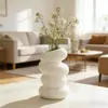 Jarrón de plástico de plumas de ganso de venta caliente transfronterizo estilo nórdico, adorno de arreglo floral de imitación de cerámica para decoración de sala de estar y mesa de comedor