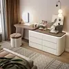 Tocador de madera maciza estilo nórdico para dormitorio, almacenamiento simple y moderno, mesa de maquillaje multifuncional con cajones integrados