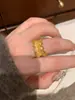 Anillo de Oro con Borde de Encaje y Tachuelas de Diamante para Mujer, Super Brillante, Ajustable, Abierto, Nueva Moda Lujo Ligero, Popular en Xiaohongshu
