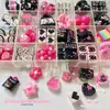 Dulce Genial BarbieGugubi Mengli Serie Rosa Negra Bolígrafo Corazón Flor Acrílico Hecho a Mano DIY Accesorios Materiales