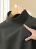 Blusa de fleece lisa com manga longa e gola alta, estilo novo para primavera/outono 2026, masculina, camada base