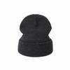 Gorro Clássico Preto Básico de Tricô Transfronteiriço, Gorro de Tricô Liso, Chapéu de Lã Estilo Europeu e Americano, Chapéu de Acrílico para Clima Frio, em Estoque