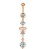 Anillo de Ombligo de Acero Inoxidable con Mariposa Marquise y Circonita Incrustada en Cobre, Joyería para Piercing
