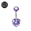 E-Commerce Transfronterizo Nuevo Modelo G23 Anillo para Ombligo de Circonita con Forma de Corazón Redondo F136 Anillo para Ombligo de Titanio Stud para Ombligo