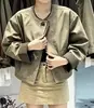 Chaqueta corta informal de retazos a rayas estilo coreano para mujer, nueva colección de otoño, cuello redondo, chaqueta versátil para mujeres petite