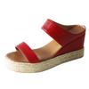 2021 verano nuevo Amazon wish comercio exterior color sólido pies talla grande cuerda de cáñamo tacón de cuña casual zapatillas de mujer