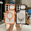 Aplicable a Samsung S26 Ultra Funda Magnética para Teléfono S25 Resistente a Caídas Cobertura Completa Bloqueo de Color Piel Sintética Transparente Funda Protectora Transfronteriza