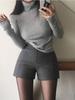 Pantalones de Lana Grises de Pierna Ancha para Mujer Cintura Alta Adelgazantes Ropa Exterior Pantalones para Botas Otoño e Invierno Nuevo 2024 Simples Cubre Caderas Shorts en Forma de A
