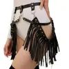 YSF Nuevo Vestido Sexy de Rendimiento con Múltiples Correas de Cuero Negro Decorado con Borlas para Amazon Transfronterizo