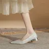 Jin Gang CG3020 Zapatos de tacón grueso de punta con lentejuelas de una sola capa para mujer 2024 Nuevos de primavera y otoño Sexy de tacón bajo combinables con todo de boca poco profunda para mujer