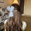 Horquilla de Perlas con Lazo de Gasa Sobredimensionado de Moda para Combinar con Todo para Mujer, para Cabello Semirrecogido, Clip Lateral para el Cabello, Clip para Flequillo Lateral