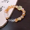 Pulsera de Cuentas de Fluorita Cristalina y Circonita Moda Lujo Ligero Pulsera de Gama Alta Temperamento de Nicho Joyería Versátil Venta al por Mayor