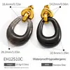 Aretes de acero de titanio transfronterizos Yuhui, con un diseño geométrico hueco de resina de color ámbar estilo Melard, aretes de acero inoxidable