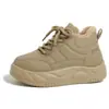 Suministro transfronterizo pastel de arroz para mujer suela zapatos bajos de algodón superficie de cuero impermeable a prueba de frío estilo con terciopelo al por mayor al por mayor casual botas de invierno