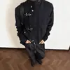 Jaqueta de voo desconstruída estilo celeiro com gola alta para homens, outono, americana, cleanfit, silhueta curta vintage, jaqueta workwear