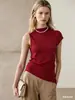 2026 Verão Novo Moda Fashionável Feminina para o Trabalho Gola Meia-Alta Design Irregular Stretch Emagrecedor Camiseta Top