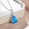 Colar Árvore de Natal de Opala Colorida Transfronteiriça para Mulheres, Acessórios de Moda, Corrente Delicada e Versátil para Clavícula
