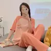 Pijama de Dos Piezas Estilo Coreano Lindo de Mickey para Mujer, Verano, Manga Corta, Pantalones Sueltos, Dibujos Animados, Cuello Redondo, Traje de Estudiante, Ropa para el Hogar