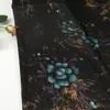 Fondo Negro Floral Colorido Acetato Tela de Doble Cara Tela Estampada Vintage Estilo Chino Vestido Cheongsam Tela Estampada para Mujer