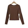 Xz2573-25 Novo Estilo de Verão Estilo Europeu e Americano Simples Casual Gola V Tencel Manga Morcego Top Emagrecedor Camiseta