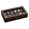 Caja de Almacenamiento para Relojes de Cuero con Veta de Madera, Caja para Colocar Relojes en Casa, Caja de Exhibición Exquisita de Madera Maciza de Alta Gama, Caja para Relojes Mecánicos y Joyería