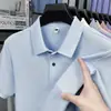 Camiseta de Manga Corta 100% Algodón Puro para Hombre, Mismo Estilo que la del Mostrador, Nuevo Estilo de Verano, Camisa Polo de Color Sólido de Alta Gama, Ropa para Hombre de Manga Media