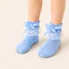 Calcetines para Niñas Primavera y Verano Estilo Nuevo Cuadros Encaje Delgados Moño Estilo Coreano Lindos y Cómodos Calcetines para Bebés Niñas